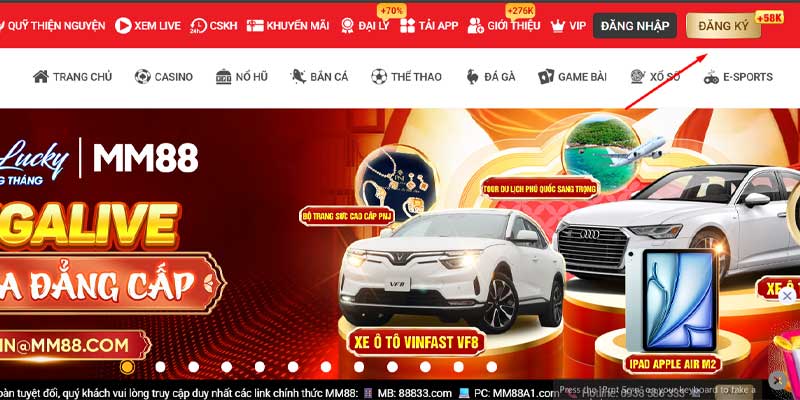Đăng Ký MM88 - Mở Tài Khoản Siêu Tốc Trong 1 Phút 17 Nhấn nút đăng ký tại trang chủ MM88